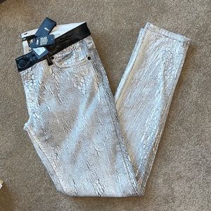 NWT Maje H14 Glory jeans pants with faux leather accents size 40 animal print